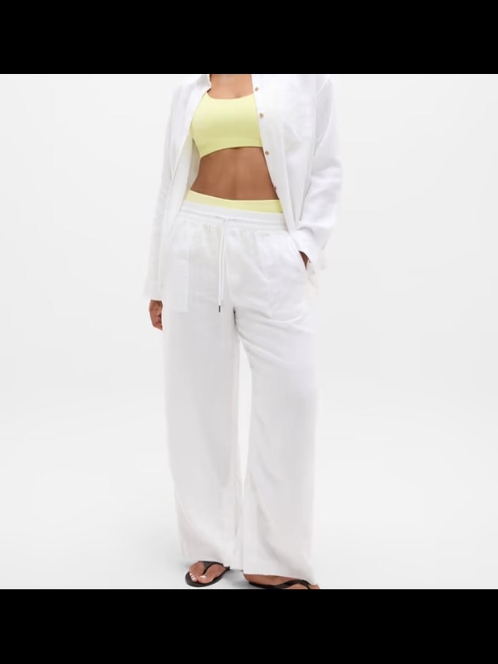 Athleta White Wide-Leg Drawstring Pants